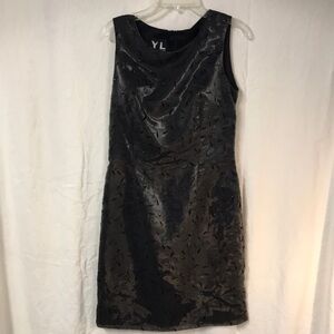 YL by YAIR Sleeveless Formal Cocktail Dress size 8 Gray Shimmer Black Sparkle